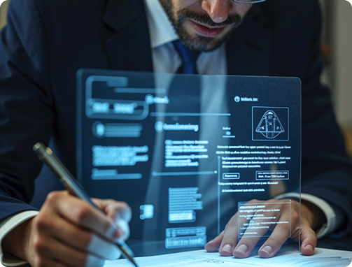 Person working on cognitive document system